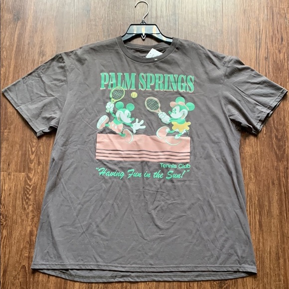 Disney Graphic T-Shirt Mickey Minnie Mouse Palm Springs Tennis Club 2XL NWT - Picture 1 of 6
